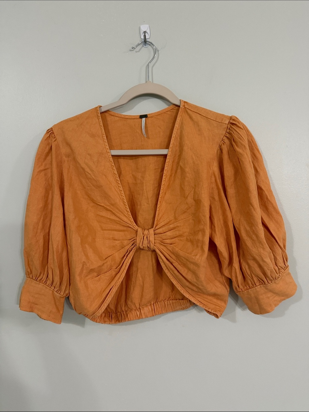 YFB Young Fabulous BrokeKnot-Front Puff Sleeve Blouse in Burnt Orange